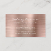 Rose Gold Brushed Metal Script Microblading Visitenkarte (Rückseite)