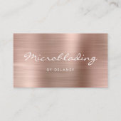Rose Gold Brushed Metal Script Microblading Visitenkarte (Vorderseite)