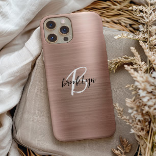 Rose Gold Brushed Metal Script Monogram Case-Mate iPhone Hülle