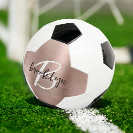Rose Gold Brushed Metal Script Monogram Fußball