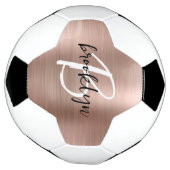 Rose Gold Brushed Metal Script Monogram Fußball (Gedreht)
