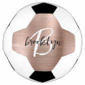 Rose Gold Brushed Metal Script Monogram Fußball (Vorderseite)