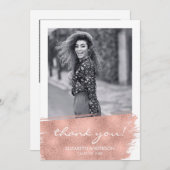 Rose Gold Brushstroke Abschluss Dankeskarte (Vorne/Hinten)