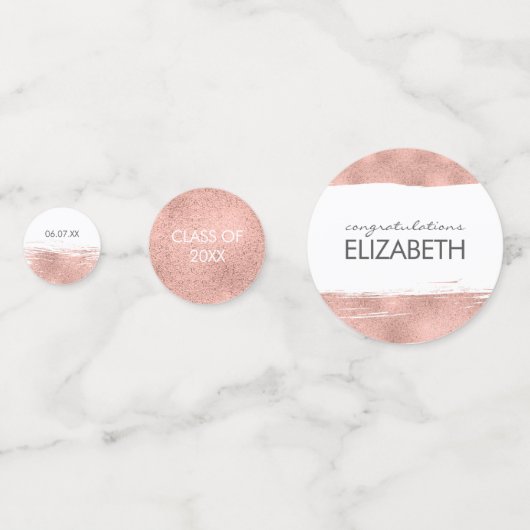 Rose Gold Brushstroke Abschluss Konfetti (Rückseiten)