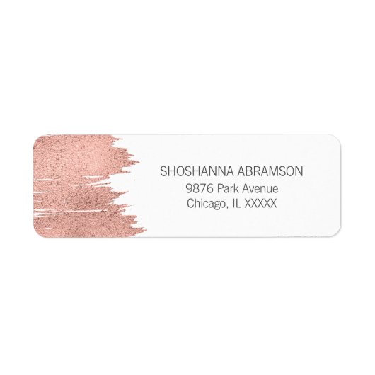 Rose Gold Brushstroke Bat Mitzvah Adressetikett (Vorne)
