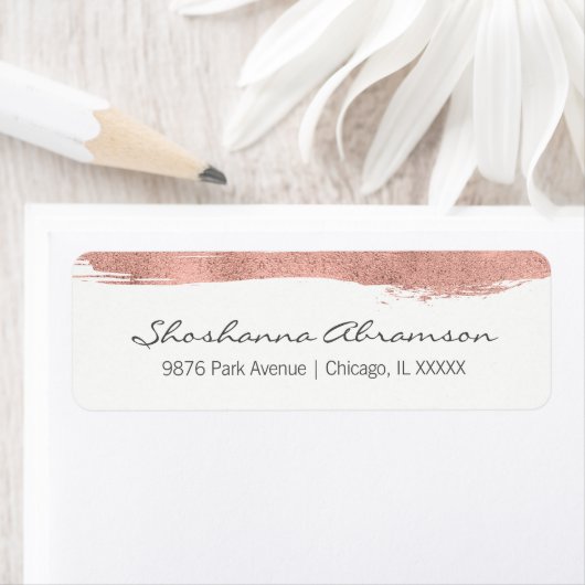 Rose Gold Brushstroke Bat Mitzvah Adressetikett (Insitu)