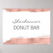 Rose Gold Brushstroke Bat Mitzvah Donut Bar Poster (Vorne)