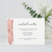 Rose Gold Brushstroke Bat Mitzvah Empfang Card Begleitkarte (Stehend Vorderseite)