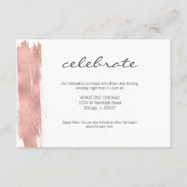 Rose Gold Brushstroke Bat Mitzvah Empfang Card Begleitkarte