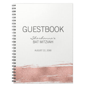Rose Gold Brushstroke Bat Mitzvah Gästebuch Notizblock