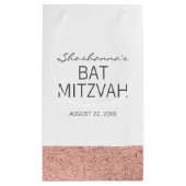Rose Gold Brushstroke Bat Mitzvah Geschenktasche Kleine Geschenktüte (Rückseite)