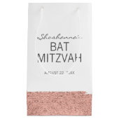 Rose Gold Brushstroke Bat Mitzvah Geschenktasche Kleine Geschenktüte (Vorderseite)