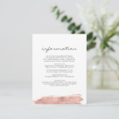 Rose Gold Brushstroke Bat Mitzvah Information Card Einladung (Stehend Vorderseite)