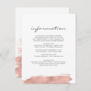 Rose Gold Brushstroke Bat Mitzvah Information Card Einladung