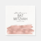 Rose Gold Brushstroke Bat Mitzvah Paper Napkin Serviette (Vorderseite)