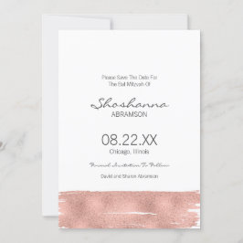 Rose Gold Brushstroke Bat Mitzvah Save the Date