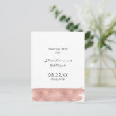 Rose Gold Brushstroke Bat Mitzvah Save the Date Ankündigungspostkarte (Stehend Vorderseite)