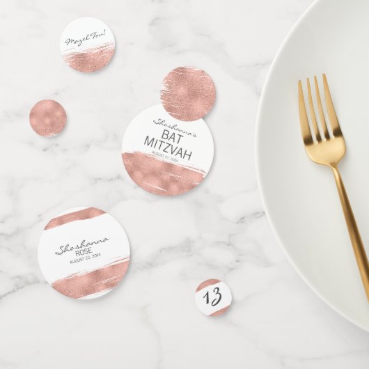Rose Gold Brushstroke Bat Mitzvah Table Confetti Konfetti (Gruppe)
