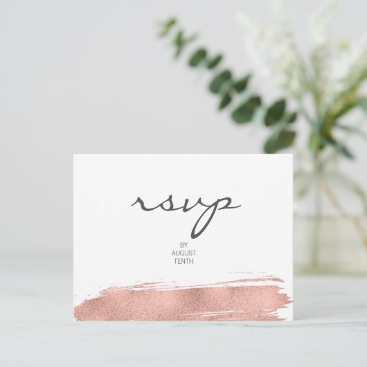 Rose Gold Brushstroke Bat Mitzvah UAWG Postkarte (Stehend Vorderseite)