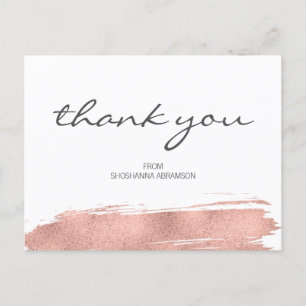 Rose Gold Brushstroke Bat Mitzvah Vielen Dank Postkarte