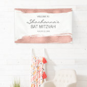 Rose Gold Brushstroke Bat Mitzvah Willkommen Banner (Insitu)