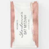 Rose Gold Brushstroke Bat Mitzvah Willkommen Banner (Vertikal)