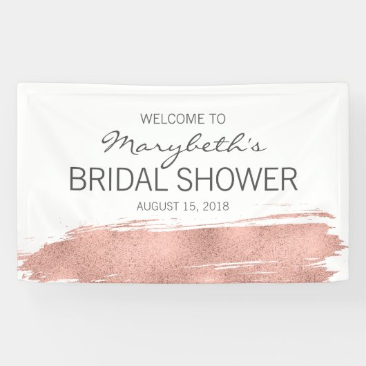 Rose Gold Brushstroke Brautparty Willkommensbanner Banner (Horizontal)