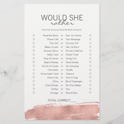 Rose Gold Brushstroke Bridal würde sie eher spiele (Vorderseite)