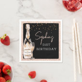Rose Gold Bubbly Champagne Geburtstagsparty Serviette (Beispiel)