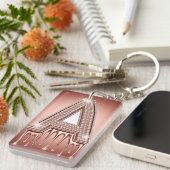 Rose Gold Buchstabe A tropfendes Luxus-Monogramm Schlüsselanhänger (Vorderseite rechts)