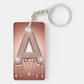 Rose Gold Buchstabe A tropfendes Luxus-Monogramm Schlüsselanhänger (Rückseite)