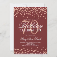 Rose Gold Burgund 70. Geburtstag Glitzer Confetti