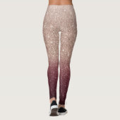 Rose Gold & Burgund Glitzer Ombre Moderne Leggings (Rückseite)
