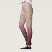Rose Gold & Burgund Glitzer Ombre Moderne Leggings (Links)