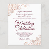 Rose Gold & Burgund HAUSHALT Hochzeit einladen (Vorderseite)