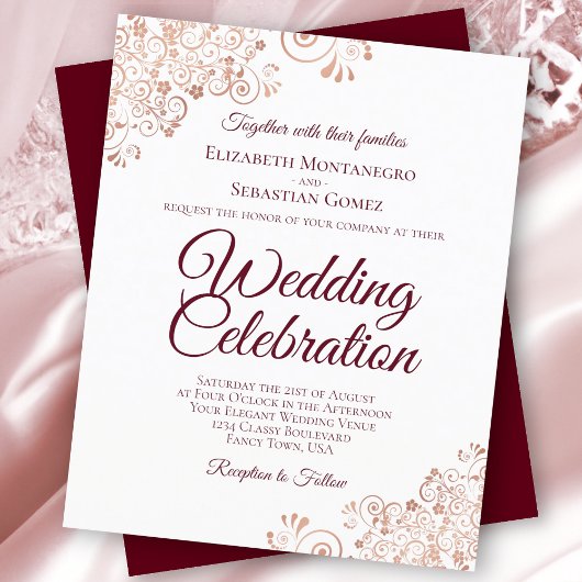 Rose Gold & Burgund HAUSHALT Hochzeit einladen