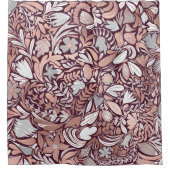 Rose Gold Burgundy Floral Illustration Duschvorhang (Vorderseite)
