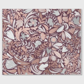 Rose Gold Burgundy Floral Illustration Geschenkpapier (Flach)