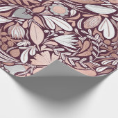 Rose Gold Burgundy Floral Illustration Geschenkpapier (Ecke)