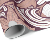 Rose Gold Burgundy Floral Illustration Geschenkpapier (Rolleneckpunkt)