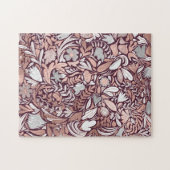 Rose Gold Burgundy Floral Illustration Puzzle (Horizontal)