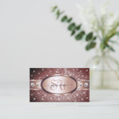 Rose Gold Burgundy Glitzer Sparkle Jewels Monogram Visitenkarte (Stehend Vorderseite)