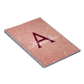 Rose Gold Burgundy Glitzer Sparkle Monogram Notizblock (Rechte Seite)