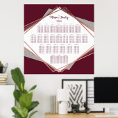 Rose Gold Burgundy Gray Geometric Seekarte Poster (Heimbüro)