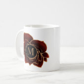 Rose Gold Burgundy Monogram Coffee Tasse (Vorderseite Links)