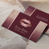 Rose Gold Burgundy Ombre Chic Lips Makeup Artist Visitenkarte