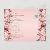 Rose Gold Burgundy Pink Floral Wedding Postkarte (Rückseite)