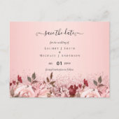 Rose Gold Burgundy Pink Floral Wedding Postkarte (Vorderseite)