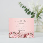 Rose Gold Burgundy Pink Floral Wedding Postkarte (Stehend Vorderseite)