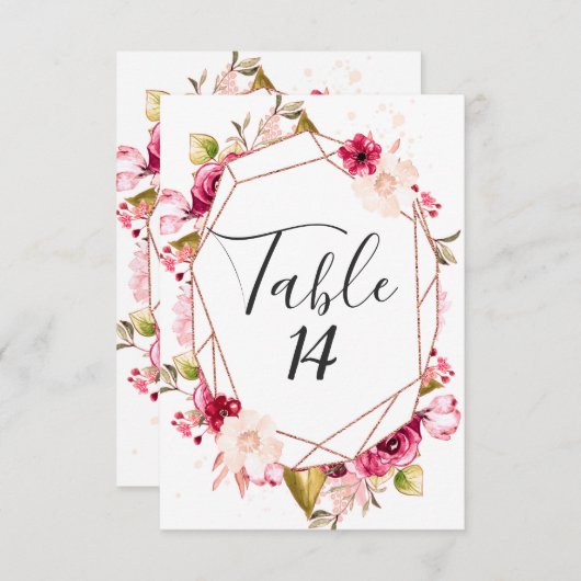 Rose Gold Burgundy & Pink Hochzeit Tischnummern (Vorne/Hinten)